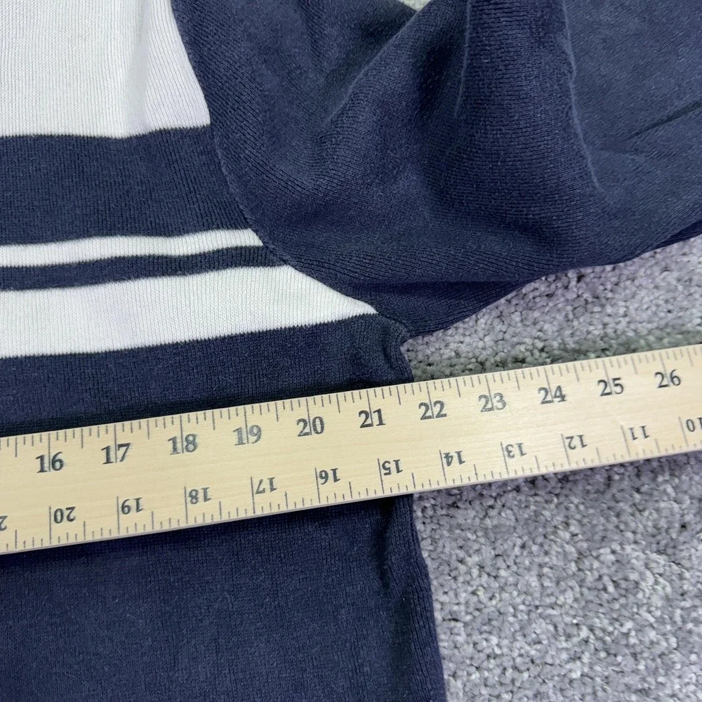 Banana Republic Sweater Mens XL Blue Cotton Knit Full Zip Collared Striped